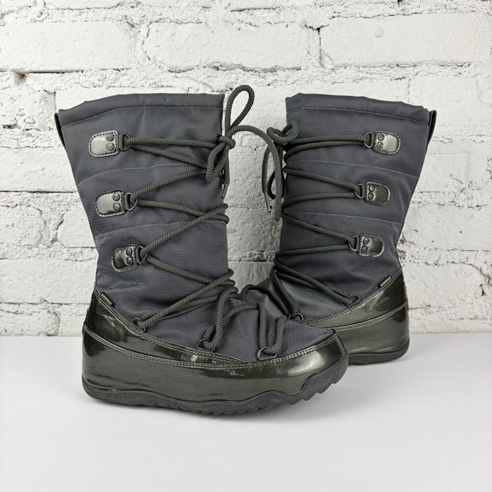 Fitflop Blizz Metallic Silver Laced Puff Winter Snow Chunky Puff Moon Boots 7